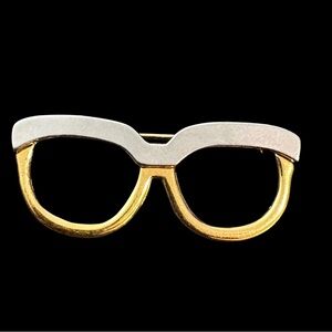 Gold and Silver Eyeglass Shape Brooch - Women Accessories